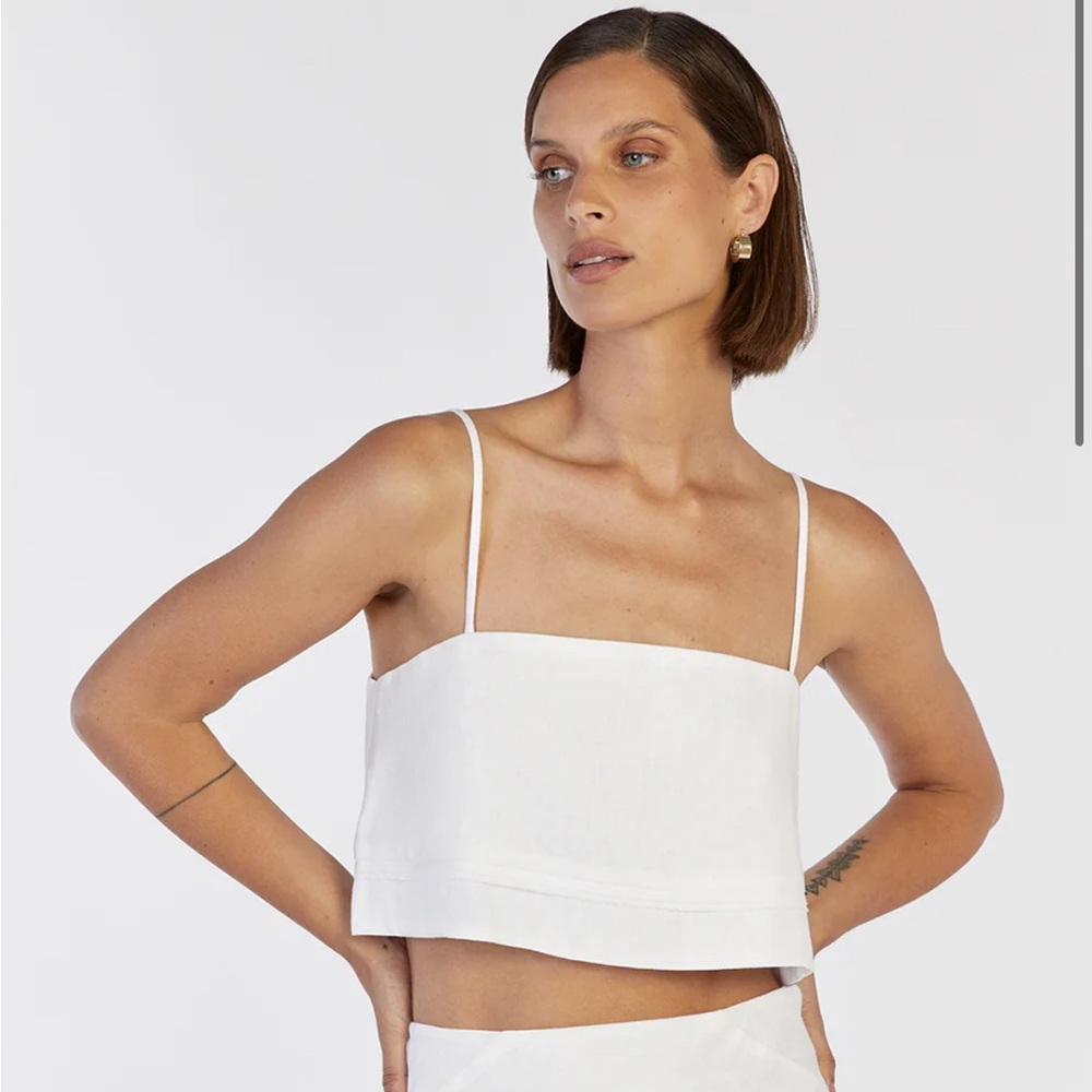 Dissh Lainie White Linen Crop Top - US Size 8 - New with tags